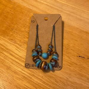 Chic Blue and Brown Beaded Necklace